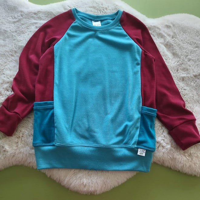 Wool Rib Knit Pocket Pullover- Size 5 Youth