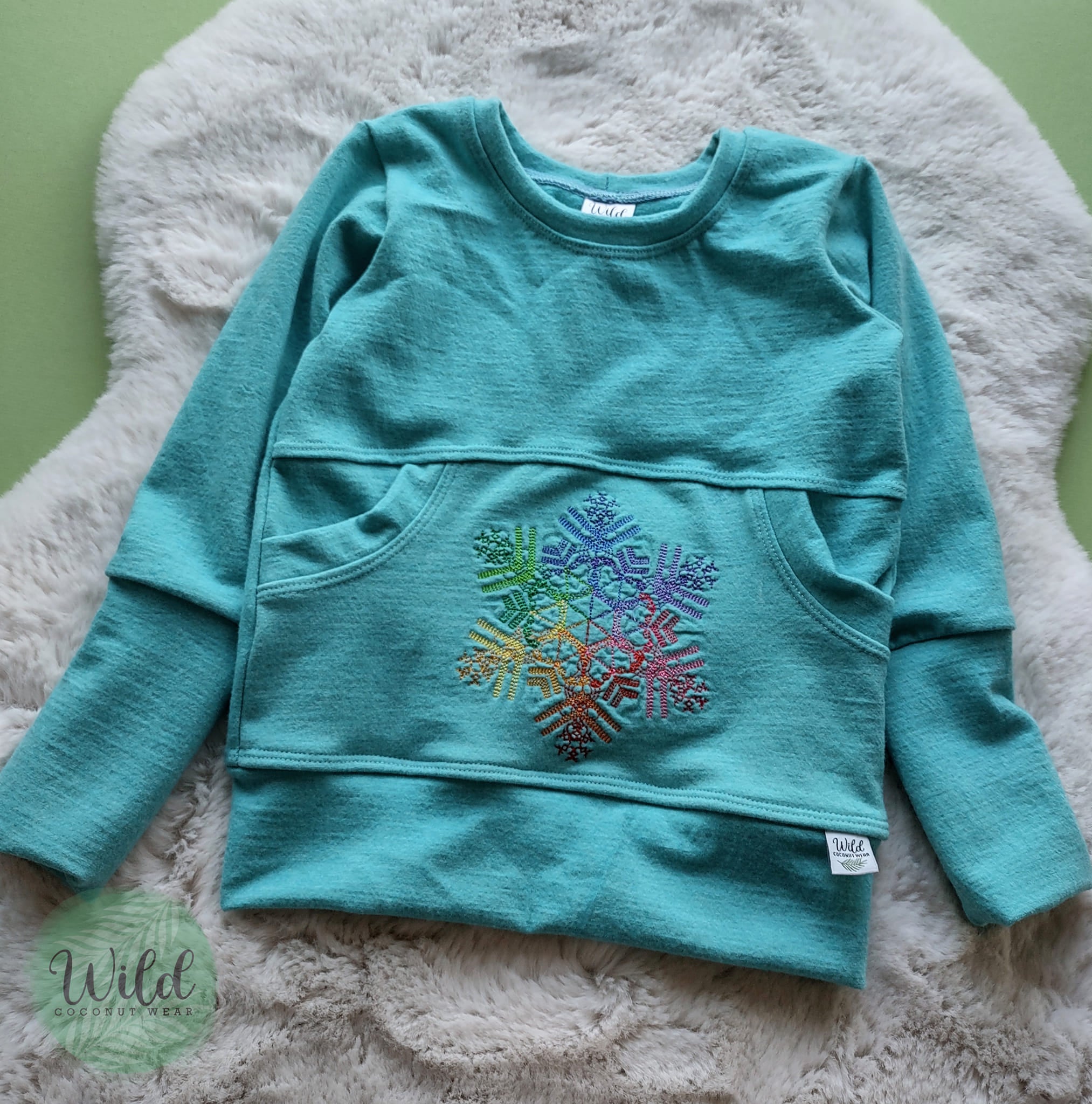 Wool JERSEY Snowflake Pullover- Size 12m- 3 Grow With Me