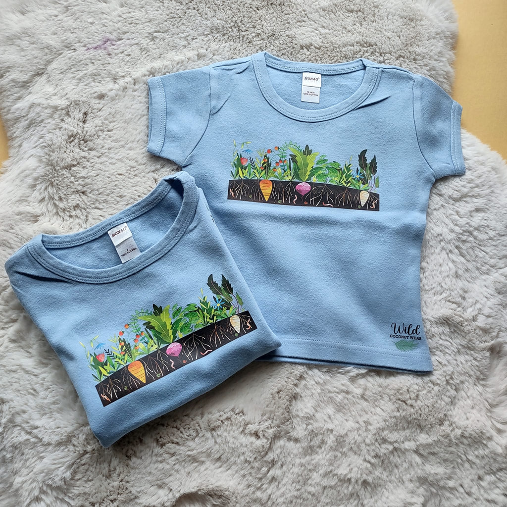 Cotton Graphic Girly Tee- Veggies- 6-12 months or 2