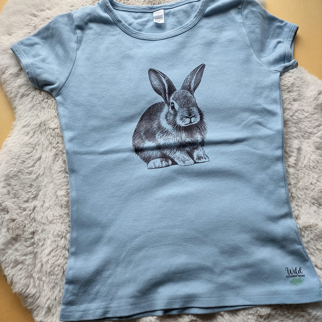 Cotton Graphic Girly Tee- Bunny- Youth Large