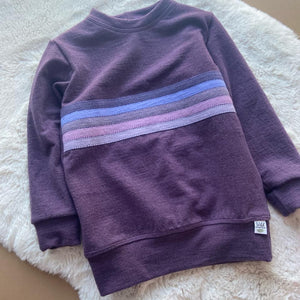 Wool Felted Jersey Pullover- Purple Stripes- Size 4