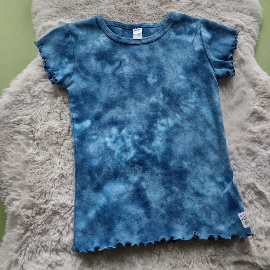 Cotton Hand Dyed Lettuce Edge Tee- Size 6