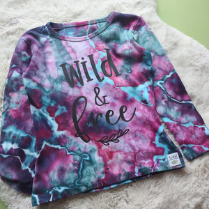 Cotton Hand Dyed Girly Tee- Wild & Free - Size 6