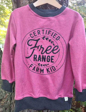 Cotton French Terry Crew Neck Pullover- Farm Kid- Size 5