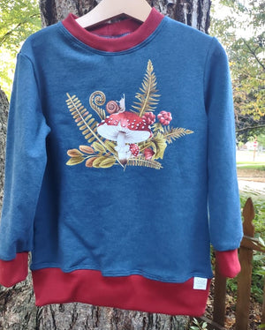 Cotton French Terry Crew Neck Pullover- Forest Snail - Size 4